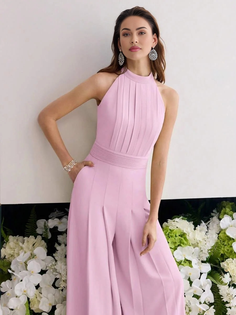 PREMIUM FOLD PLEATED HALTER JUMPSUIT