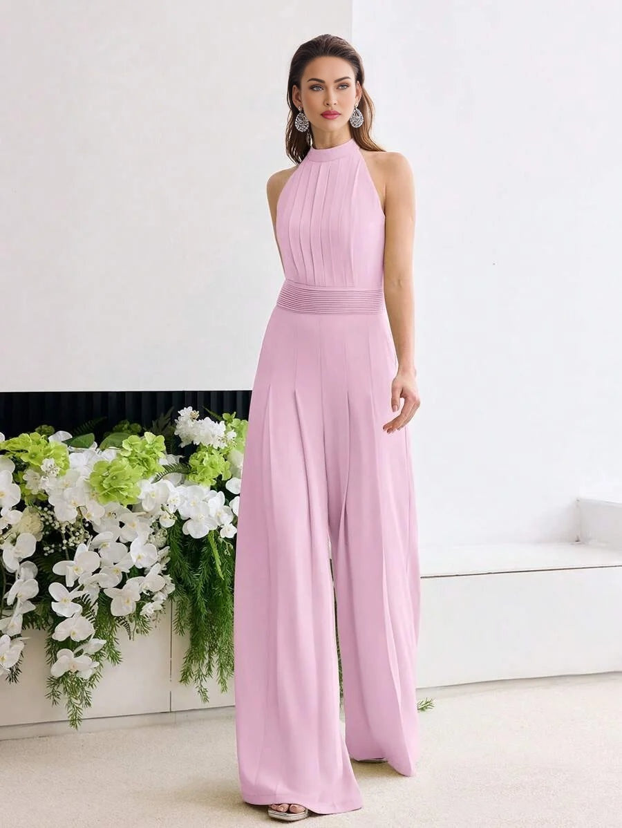 PREMIUM FOLD PLEATED HALTER JUMPSUIT