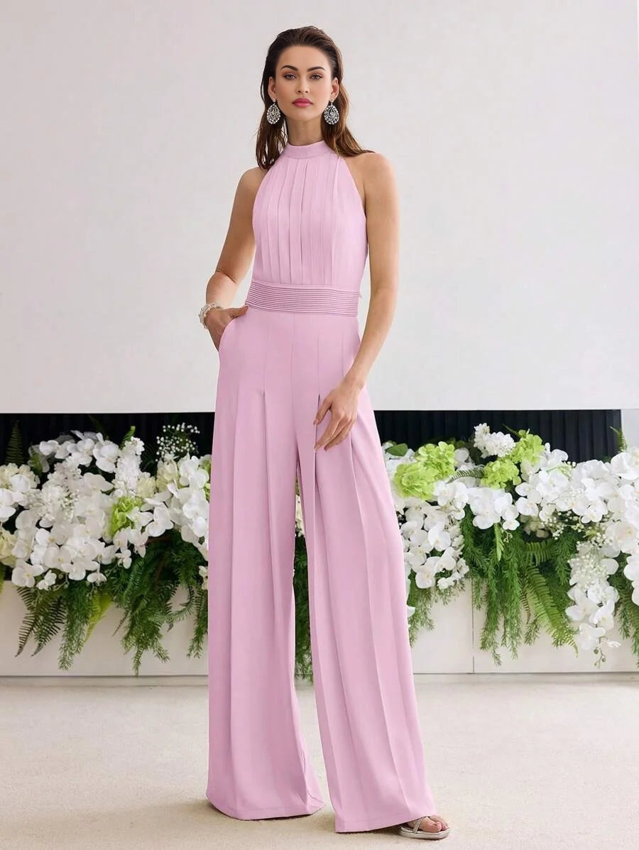 PREMIUM FOLD PLEATED HALTER JUMPSUIT