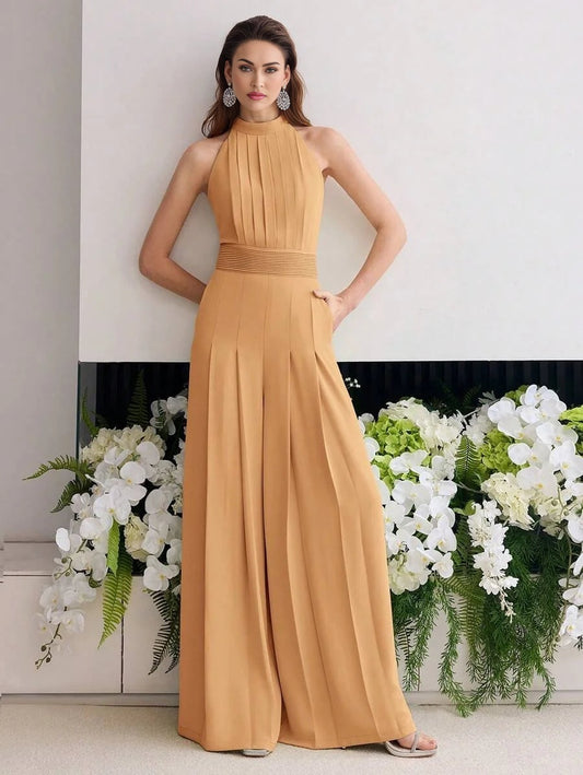 PREMIUM FOLD PLEATED SLANT POCKET JUMPSUIT