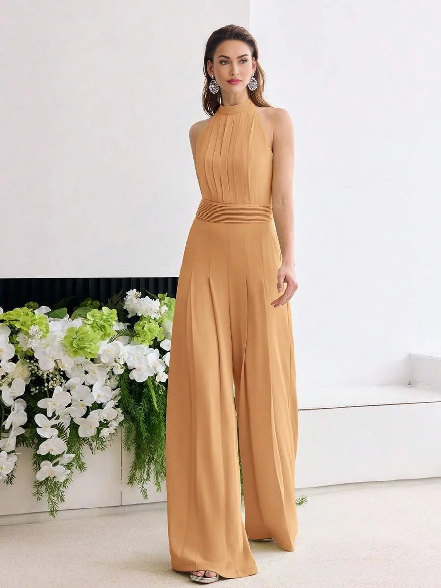 PREMIUM FOLD PLEATED SLANT POCKET JUMPSUIT