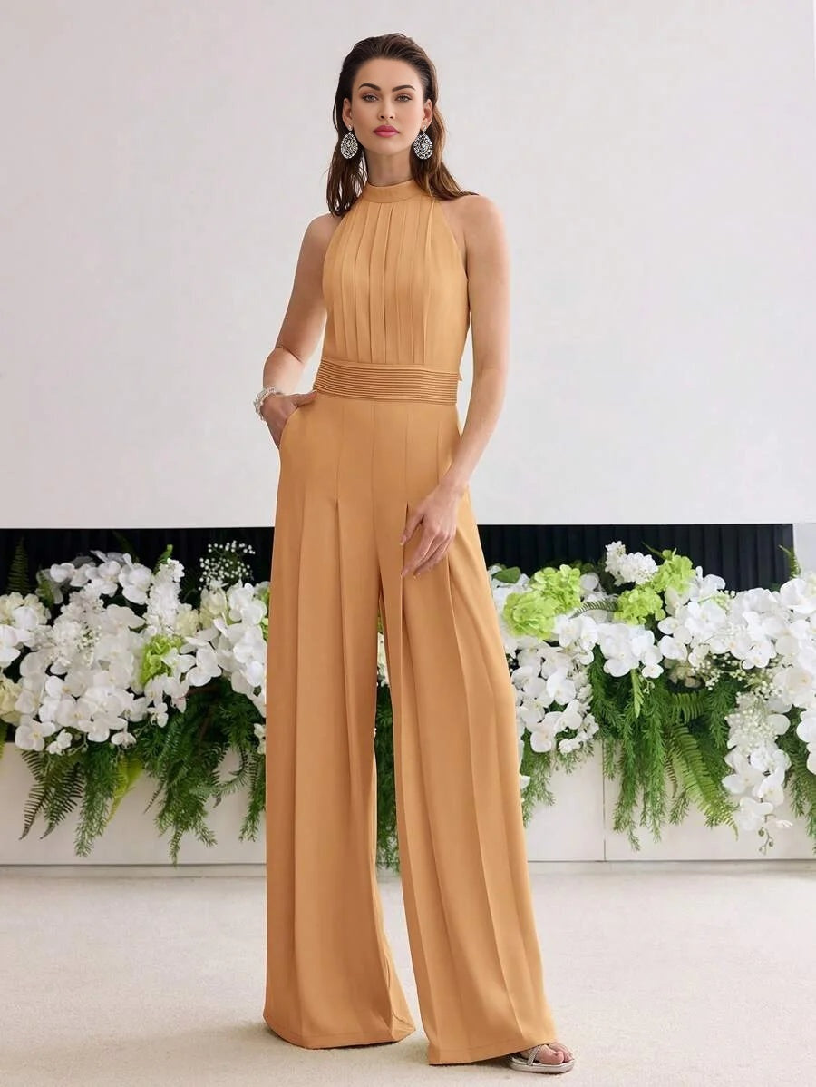 PREMIUM FOLD PLEATED SLANT POCKET JUMPSUIT