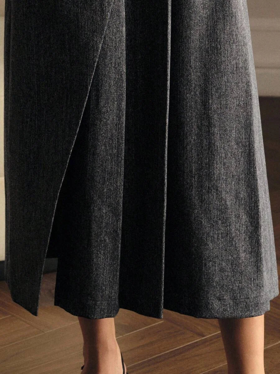 PREMIUM FOLD PLEATED WAIST MIDLENGTH DRESS AUTUMNWINTER