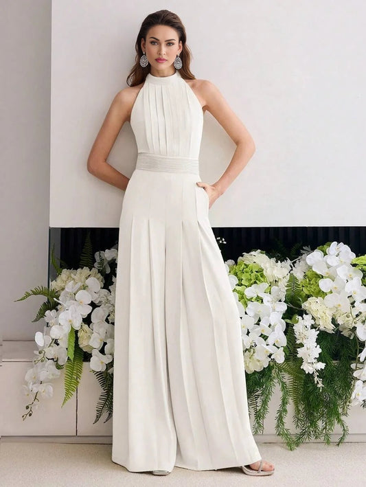 PREMIUM FOLD PLEATED WIDE LEG JUMPSUIT