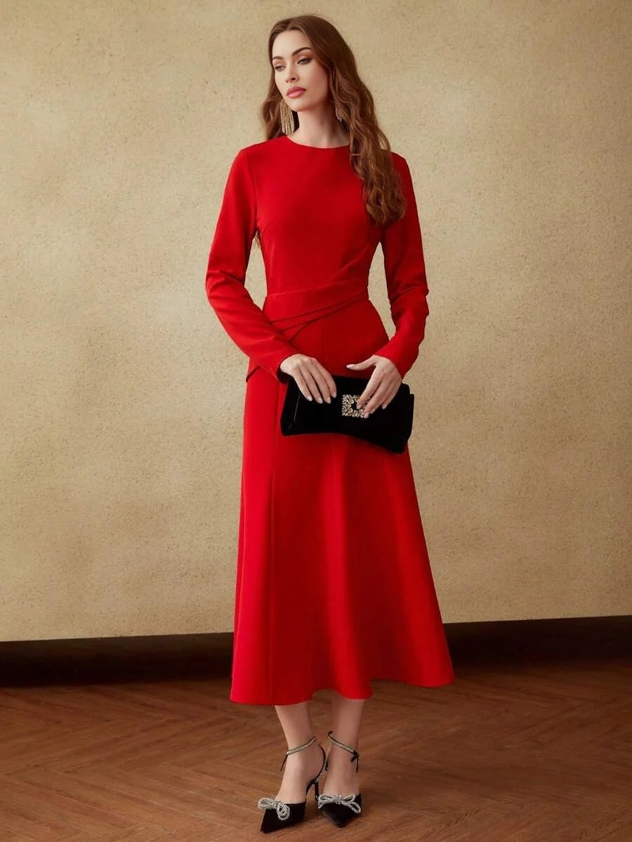 PREMIUM FOLD WAIST LONG DRESS