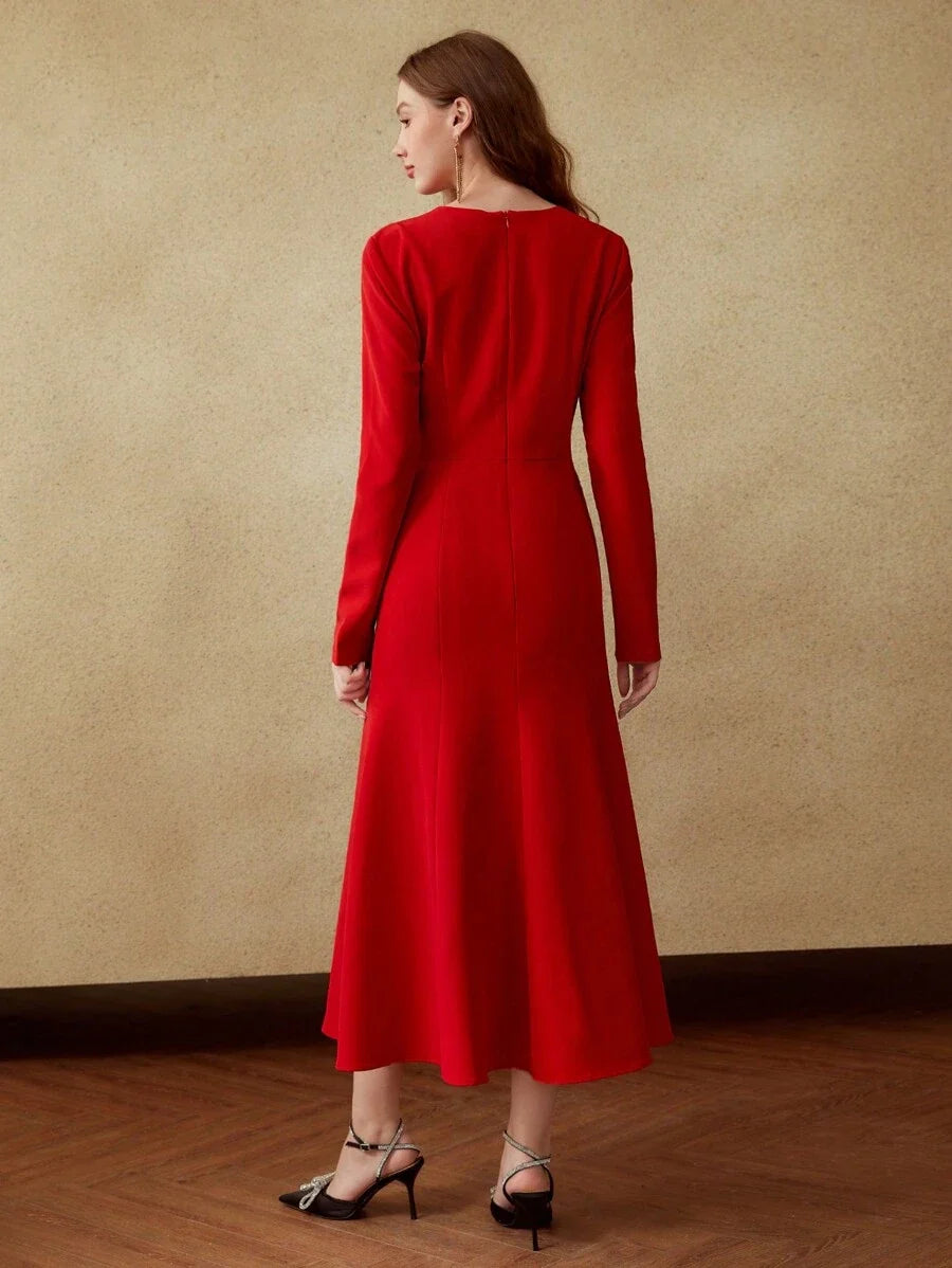 PREMIUM FOLD WAIST LONG DRESS