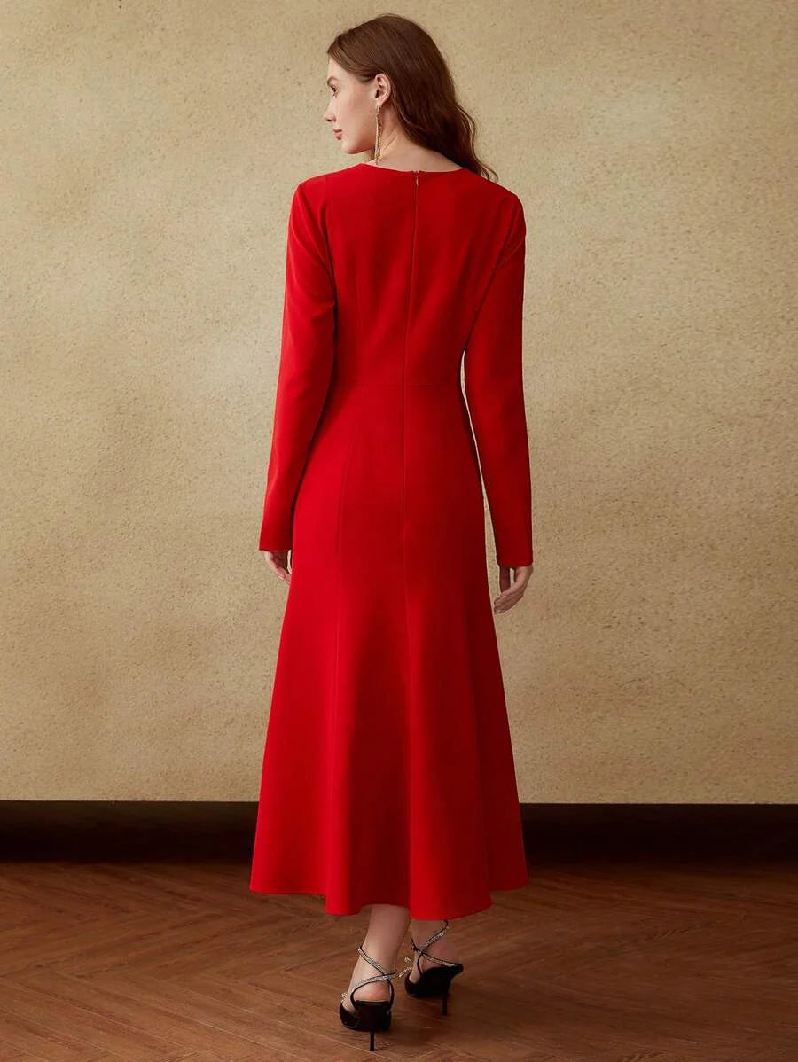 PREMIUM FOLD WAIST LONG DRESS