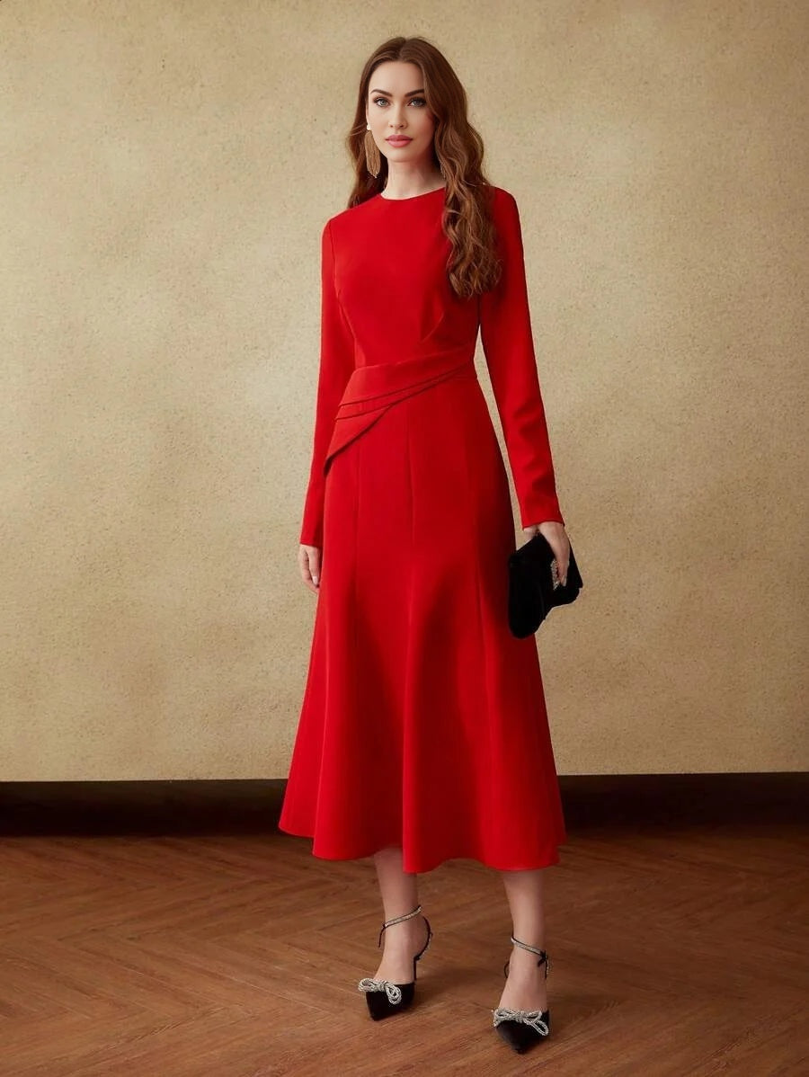 PREMIUM FOLD WAIST LONG DRESS