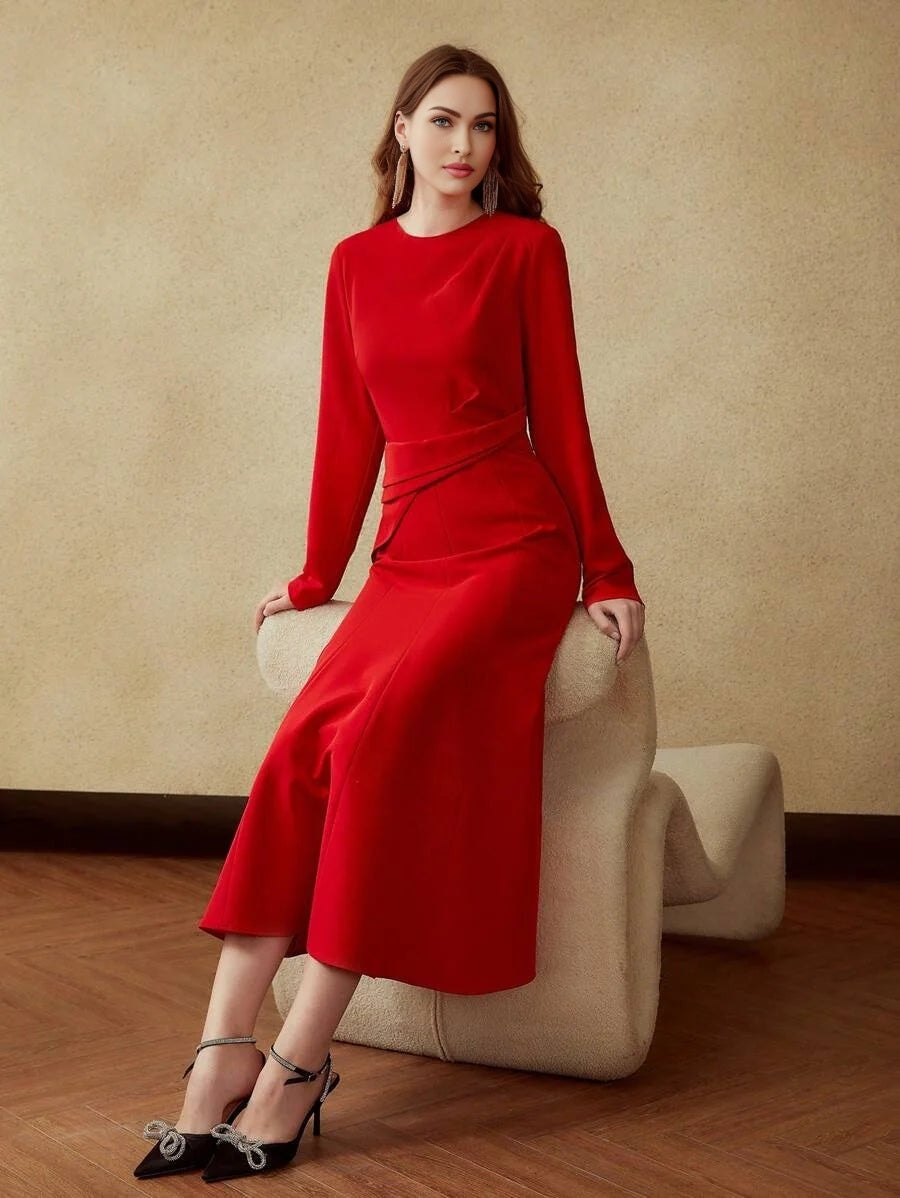 PREMIUM FOLD WAIST LONG DRESS