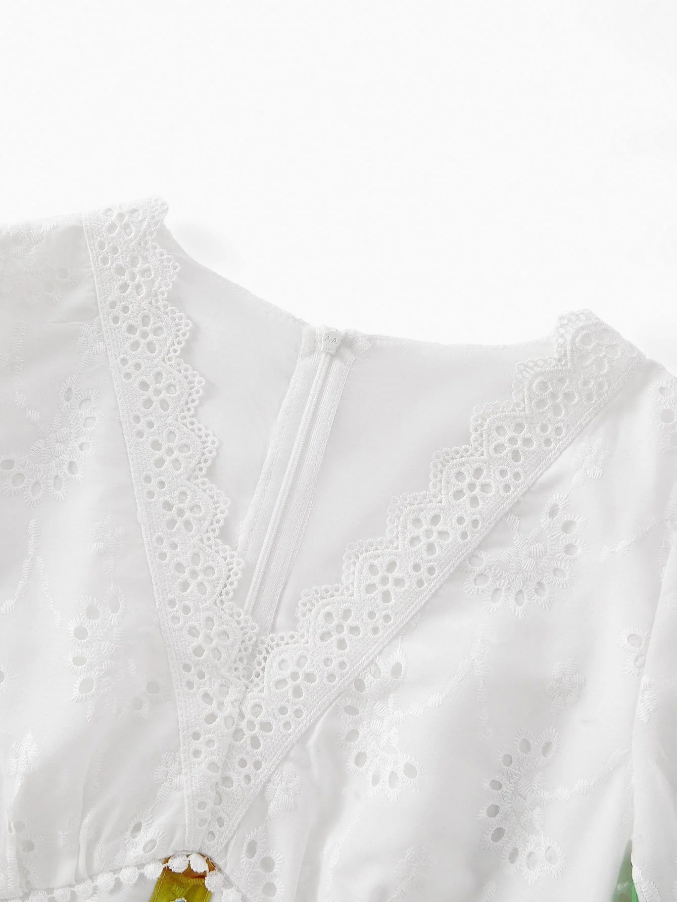 PREMIUM FRUIT PRINT EYELET EMBROIDERY DRESS