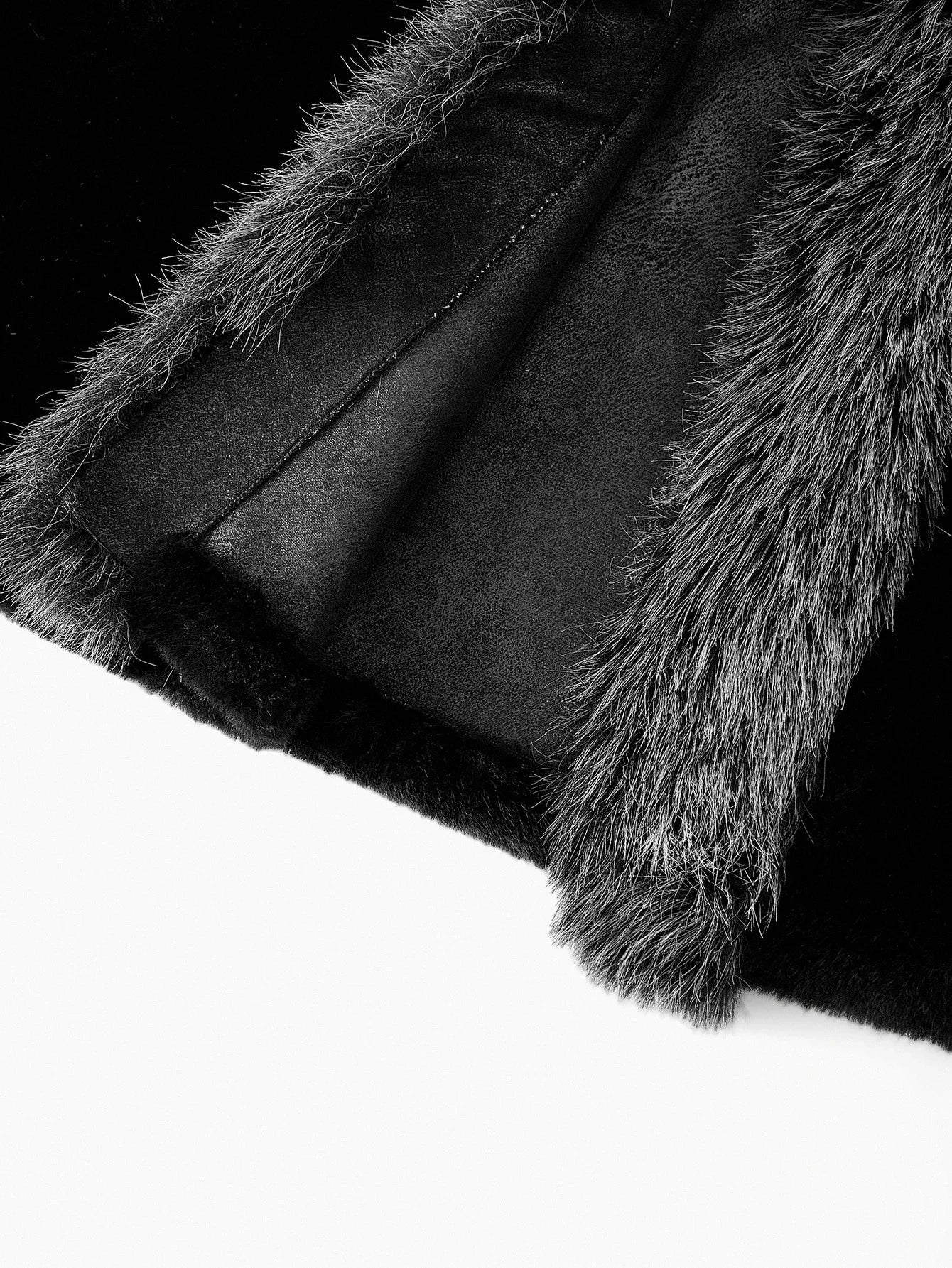 PREMIUM FURRY TRIM OPEN FRONT COAT