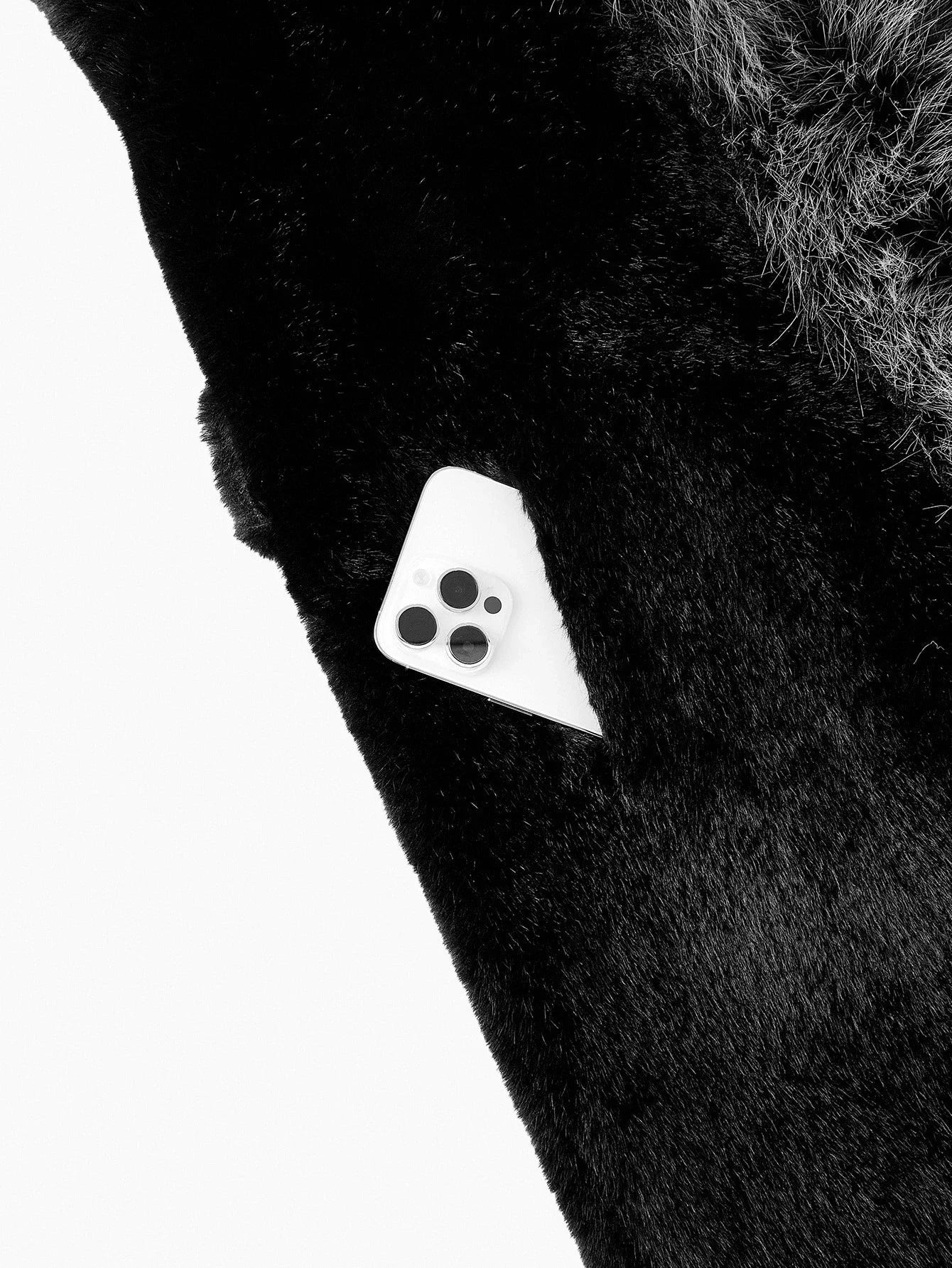 PREMIUM FURRY TRIM OPEN FRONT COAT