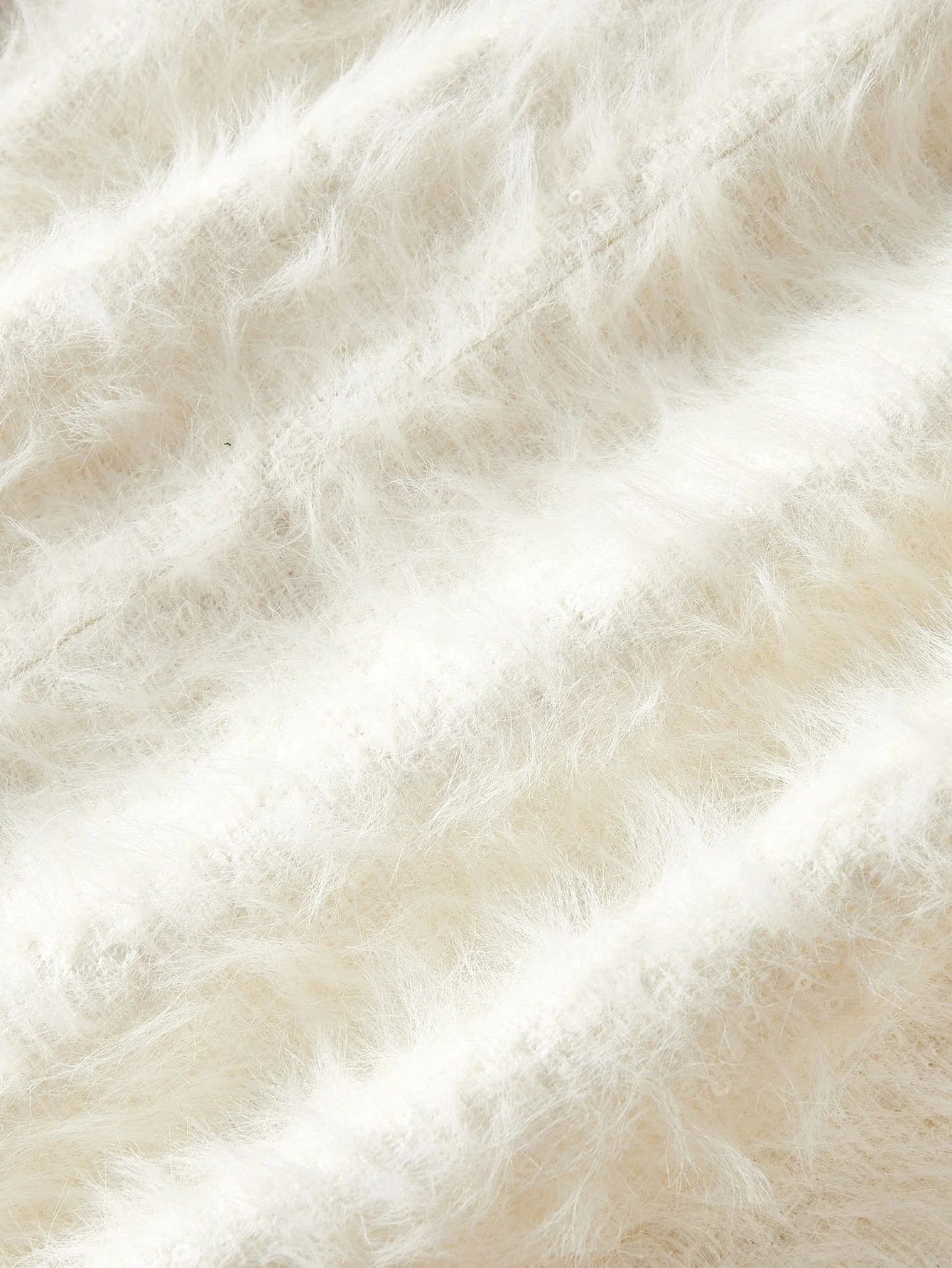 PREMIUM FUZZY LAPEL COLLAR DOUBLE BREASTED PLACKET RHINESTONE DETAIL OVERCOAT