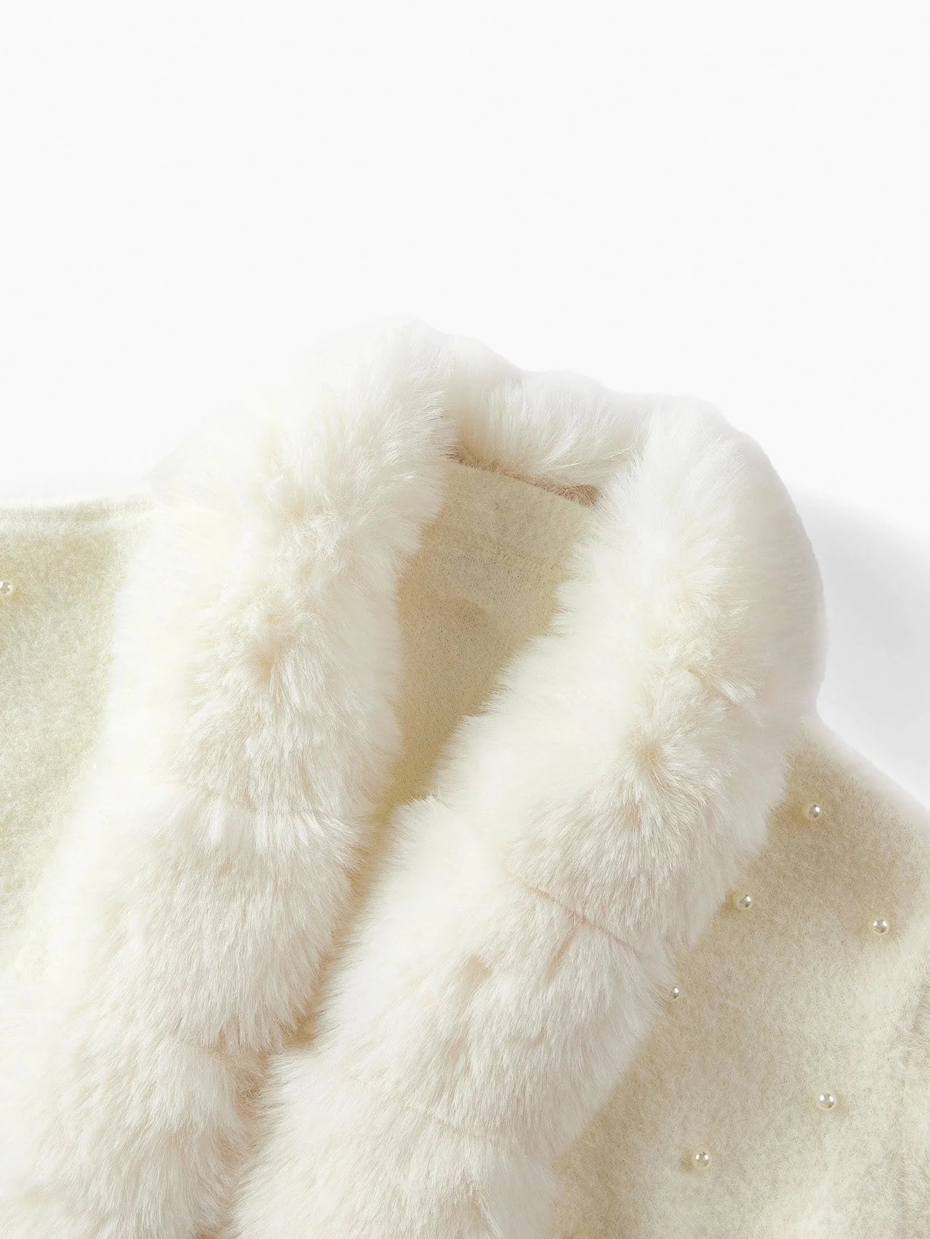 PREMIUM FUZZY PANEL GIGOT SLEEVE FAUX PEARLS CARDIGAN