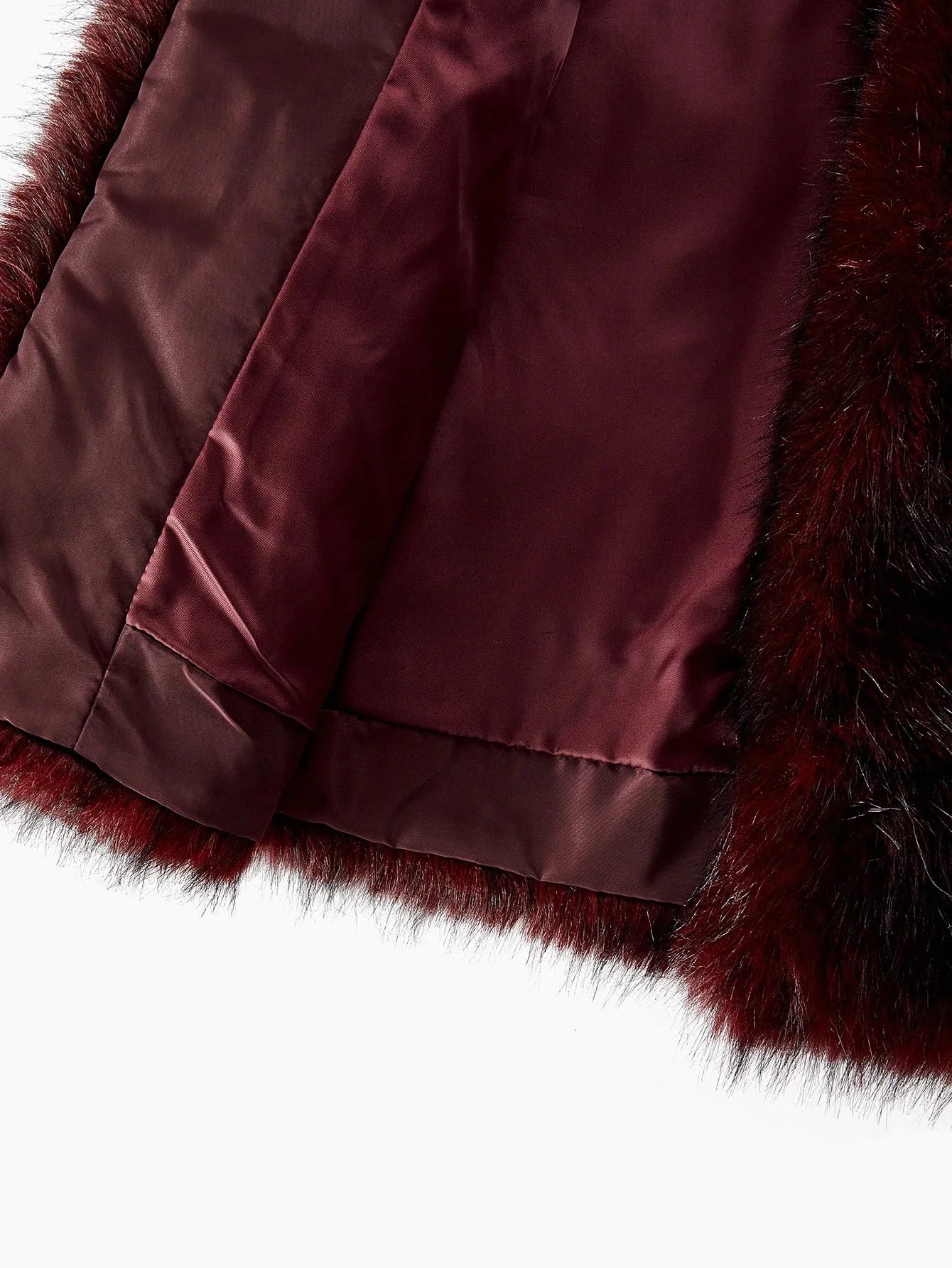 PREMIUM FUZZY PANEL SLANT POCKET BELTED WINTER COAT