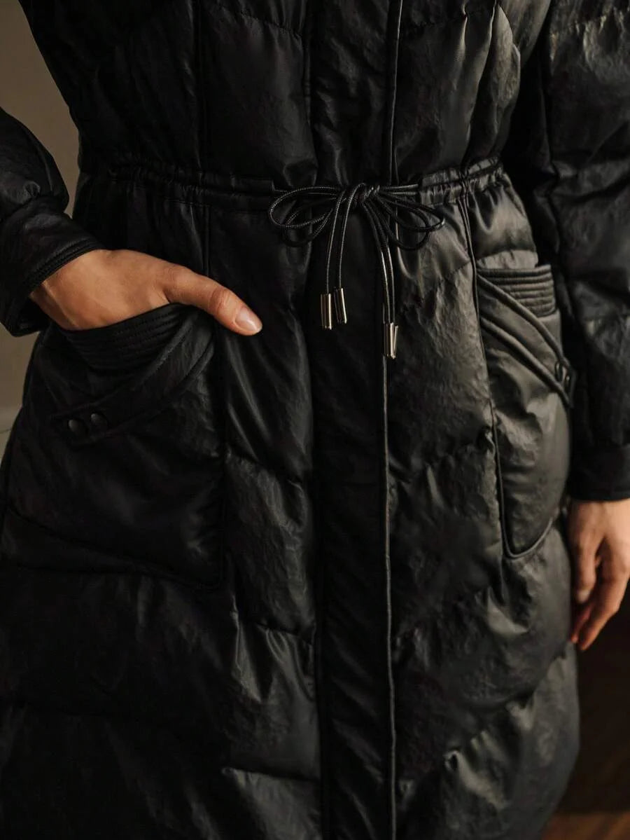 PREMIUM FUZZY TRIM HOODED WINTER COAT