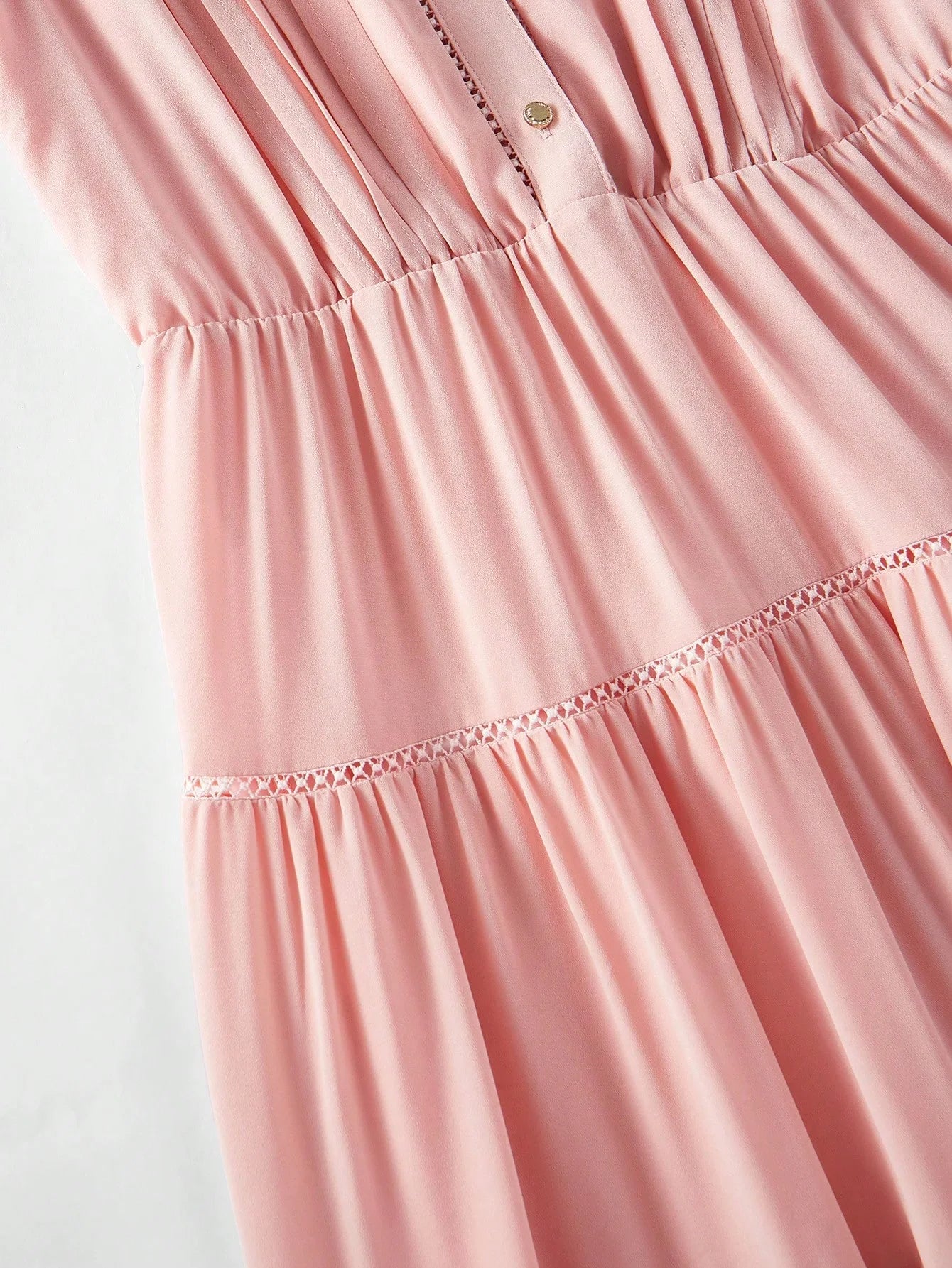 PREMIUM GATHERED NOTCHED V NECK DRESS