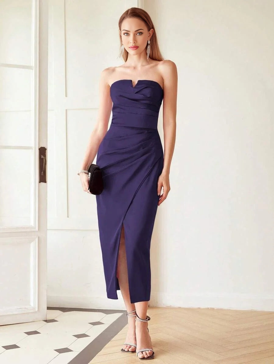 PREMIUM GATHERED STRAPLESS DRESS