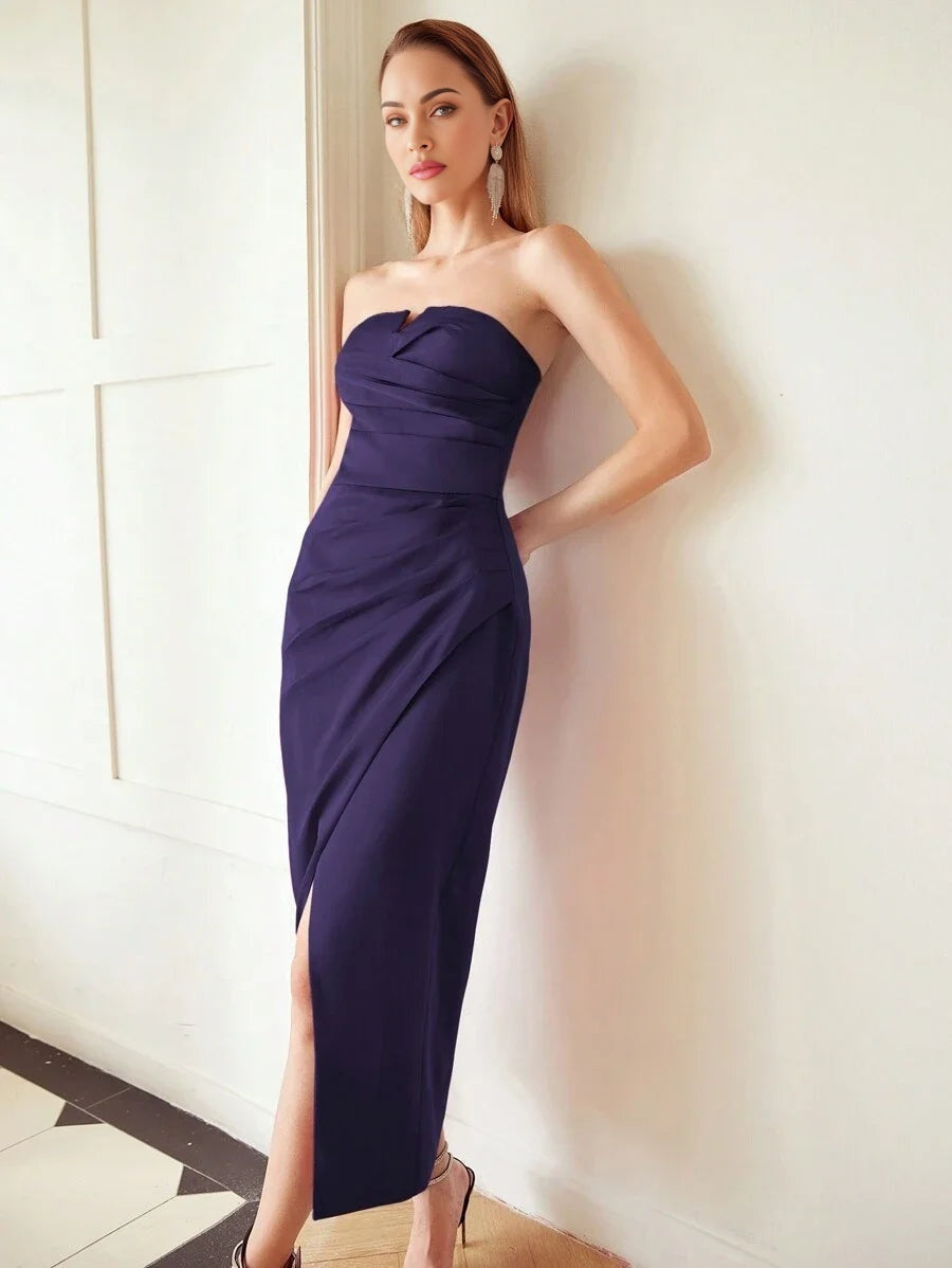 PREMIUM GATHERED STRAPLESS DRESS