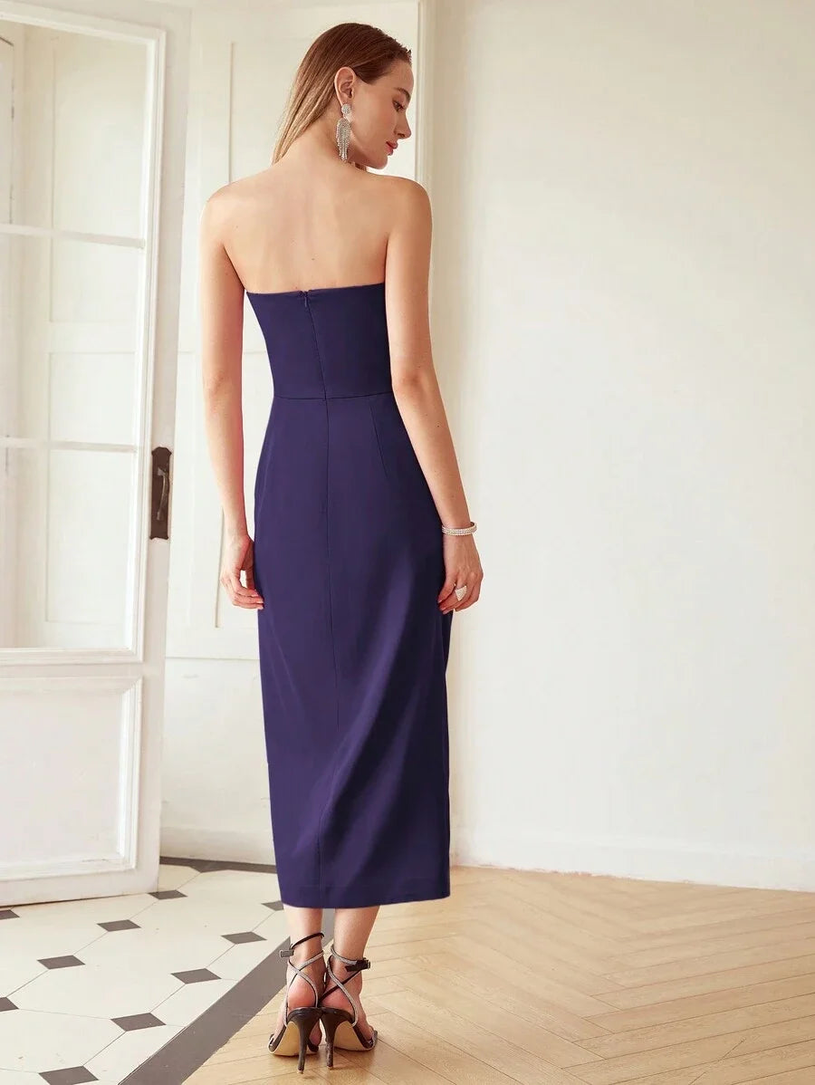 PREMIUM GATHERED STRAPLESS DRESS