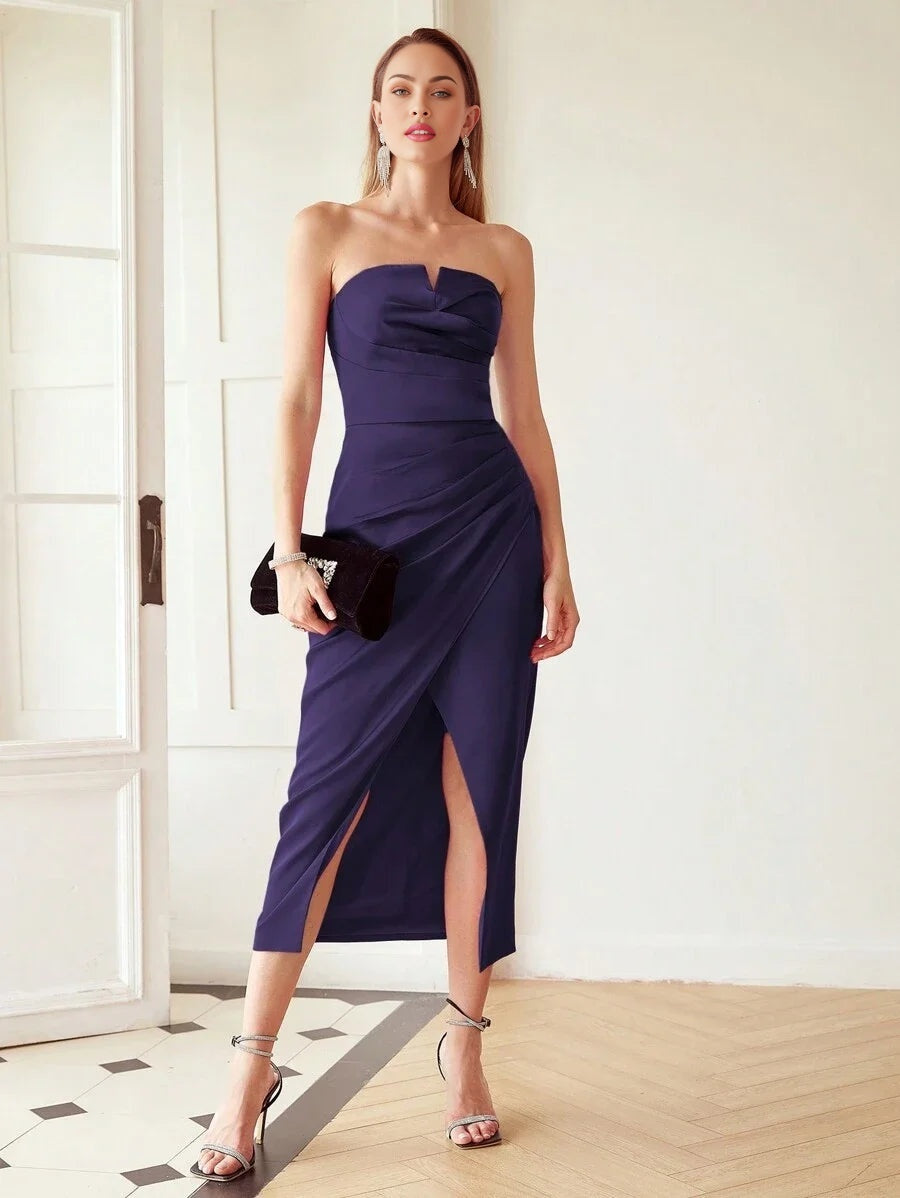 PREMIUM GATHERED STRAPLESS DRESS