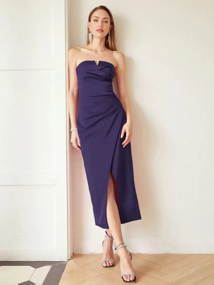 PREMIUM GATHERED STRAPLESS DRESS