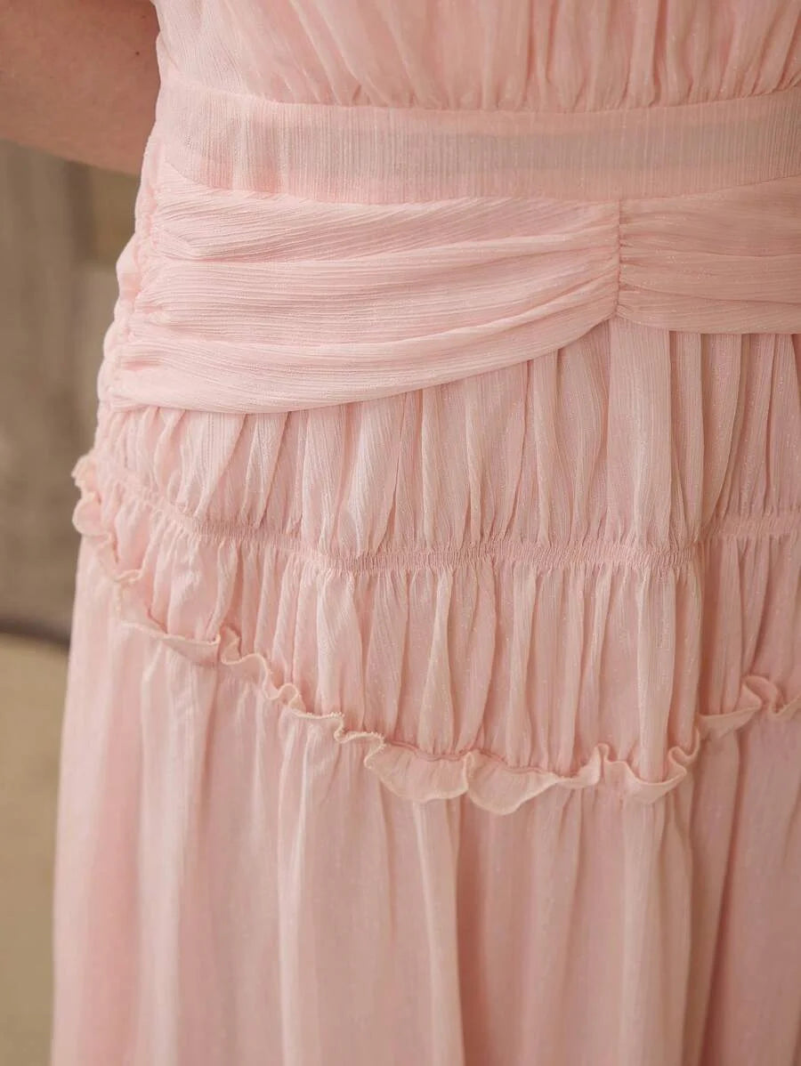 PREMIUM GATHERED ZIPPER SLEEVELESS DRESS