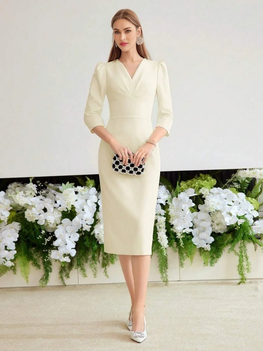 PREMIUM GATHERED ZIPPER SPLIT DRESS