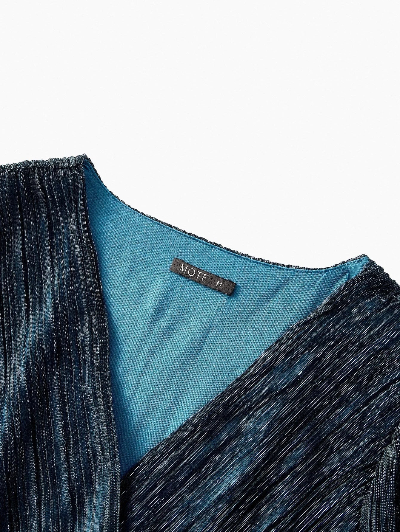 PREMIUM GLITTER SOLID SURPLICE NECK LANTERN SLEEVE SHIRRED WAIST TIERED HEM DRESS