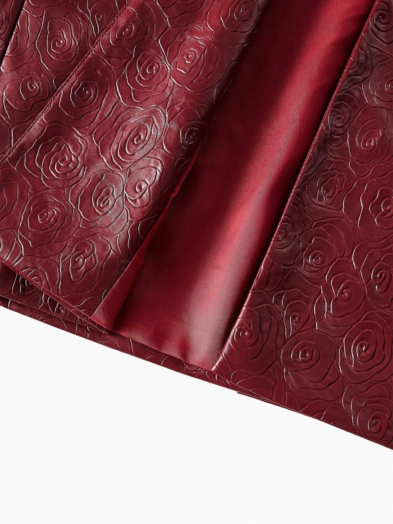 PREMIUM GOLD ROSE BROOCH PU LEATHER BLAZER