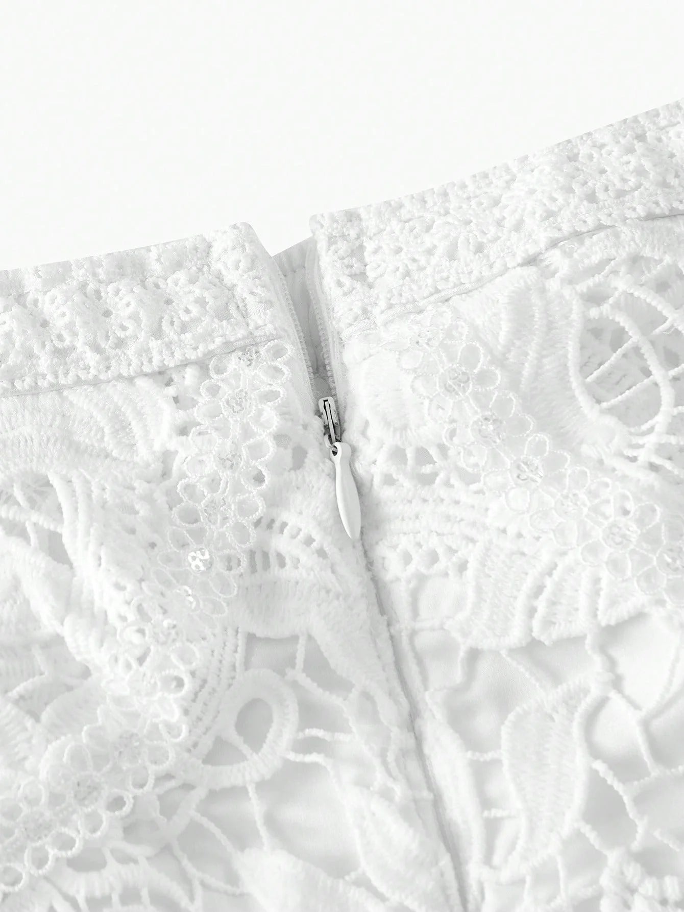 PREMIUM GUIOURE LACE OFF SHOULDER RUFFLE ROMPER