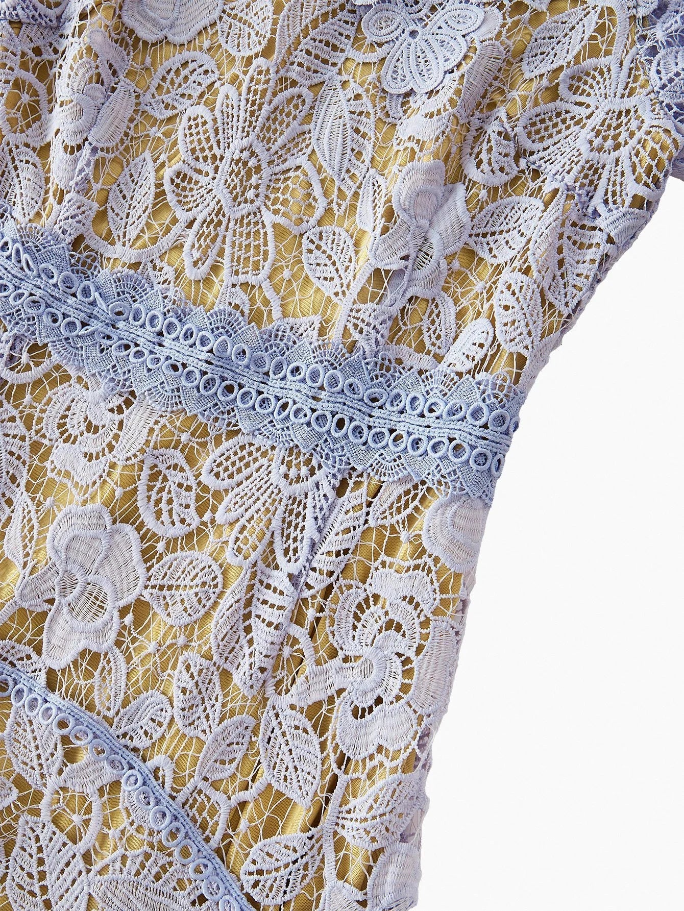 PREMIUM GUIPURE LACE ASYMMETRICAL HEM DRESS