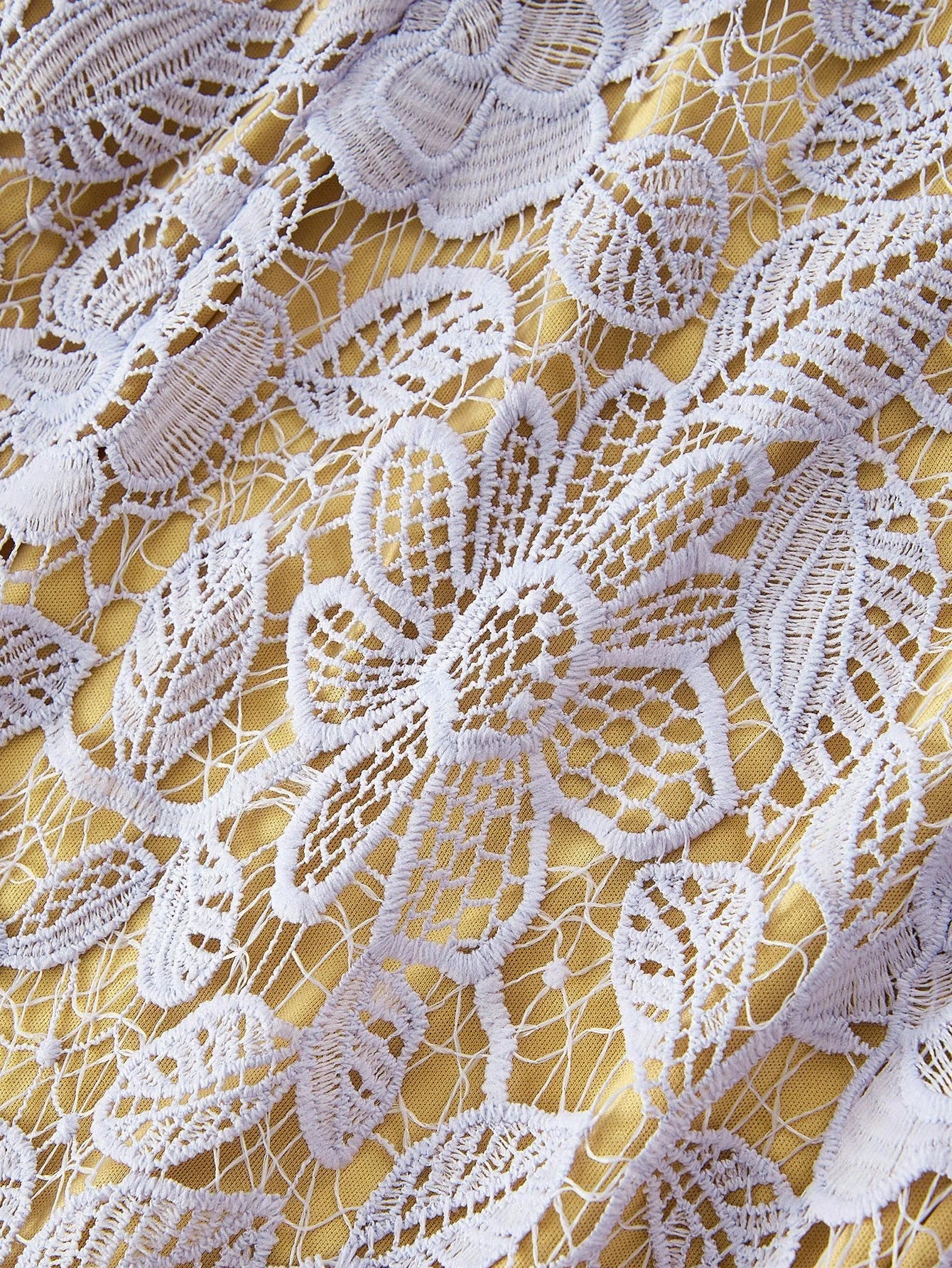 PREMIUM GUIPURE LACE ASYMMETRICAL HEM DRESS