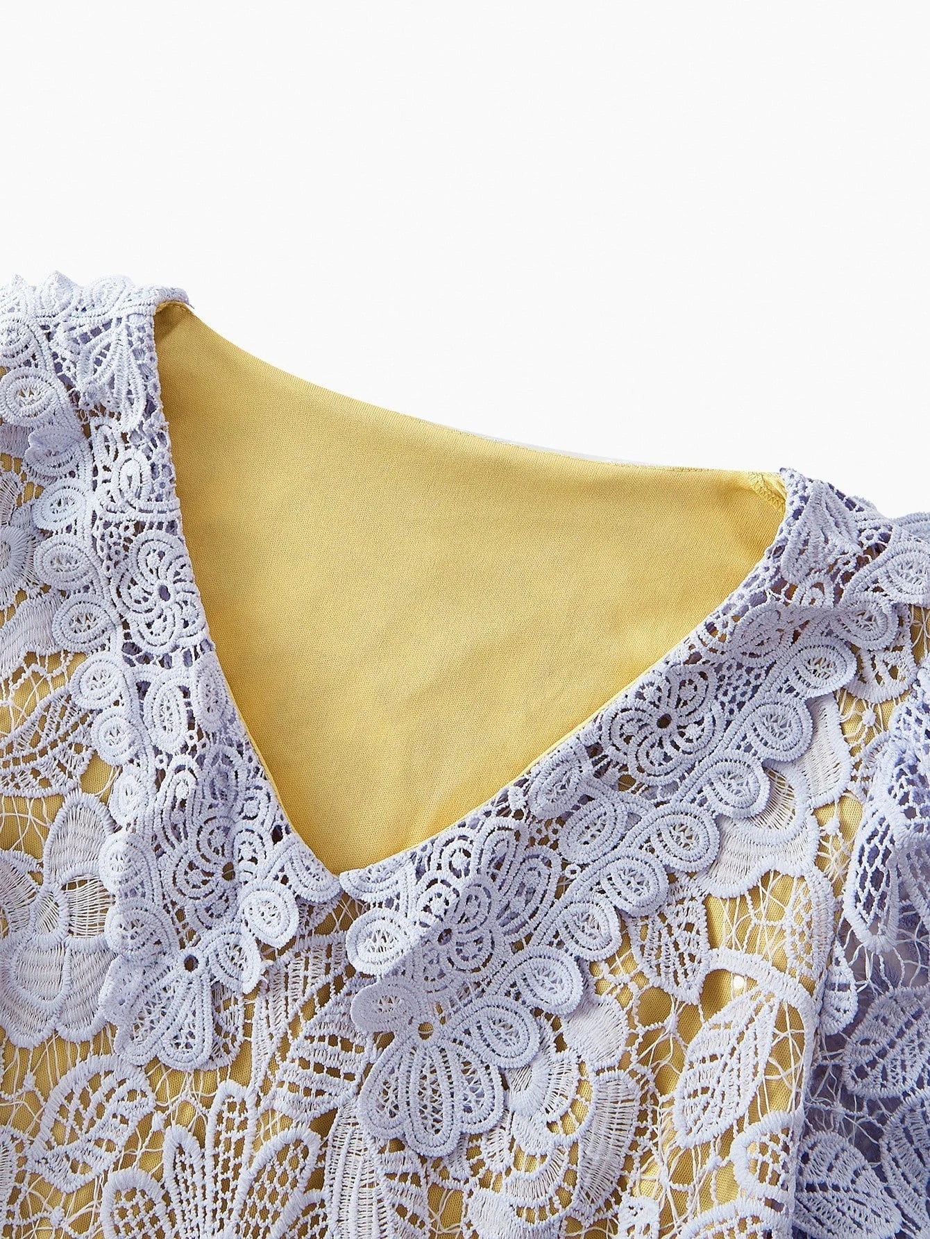 PREMIUM GUIPURE LACE ASYMMETRICAL HEM DRESS