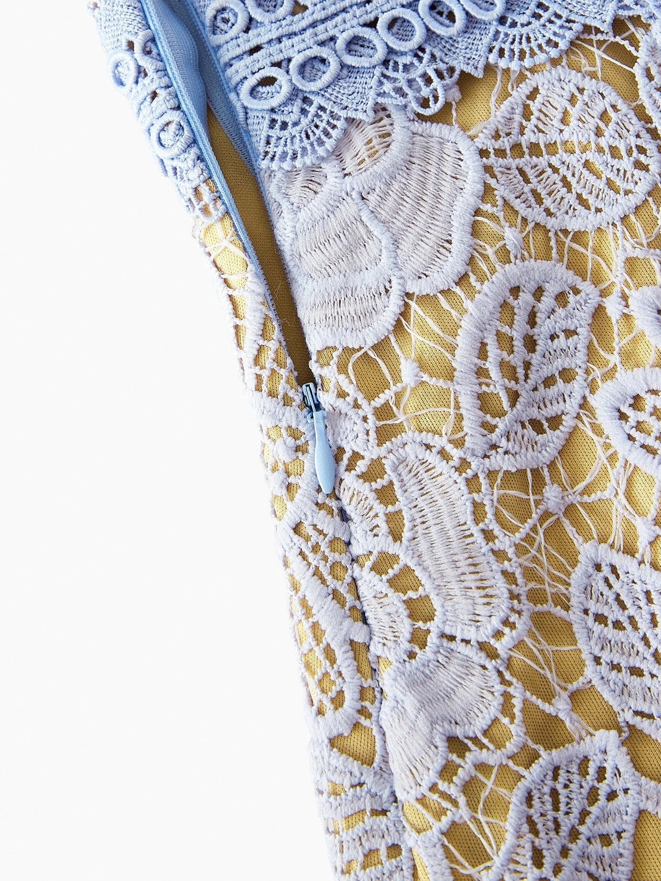 PREMIUM GUIPURE LACE ASYMMETRICAL HEM DRESS