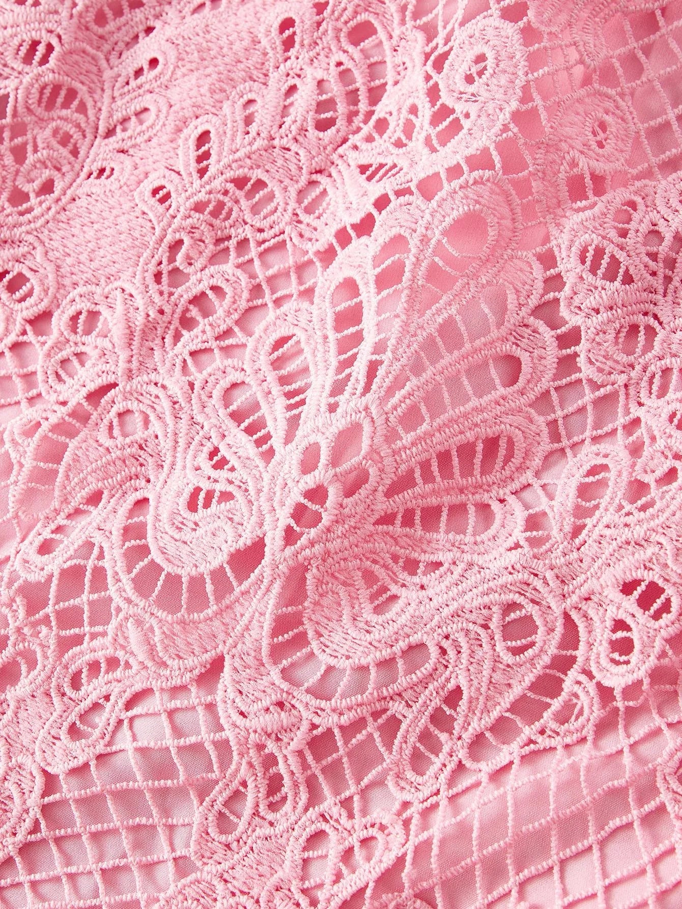 PREMIUM GUIPURE LACE BELTED DRESS