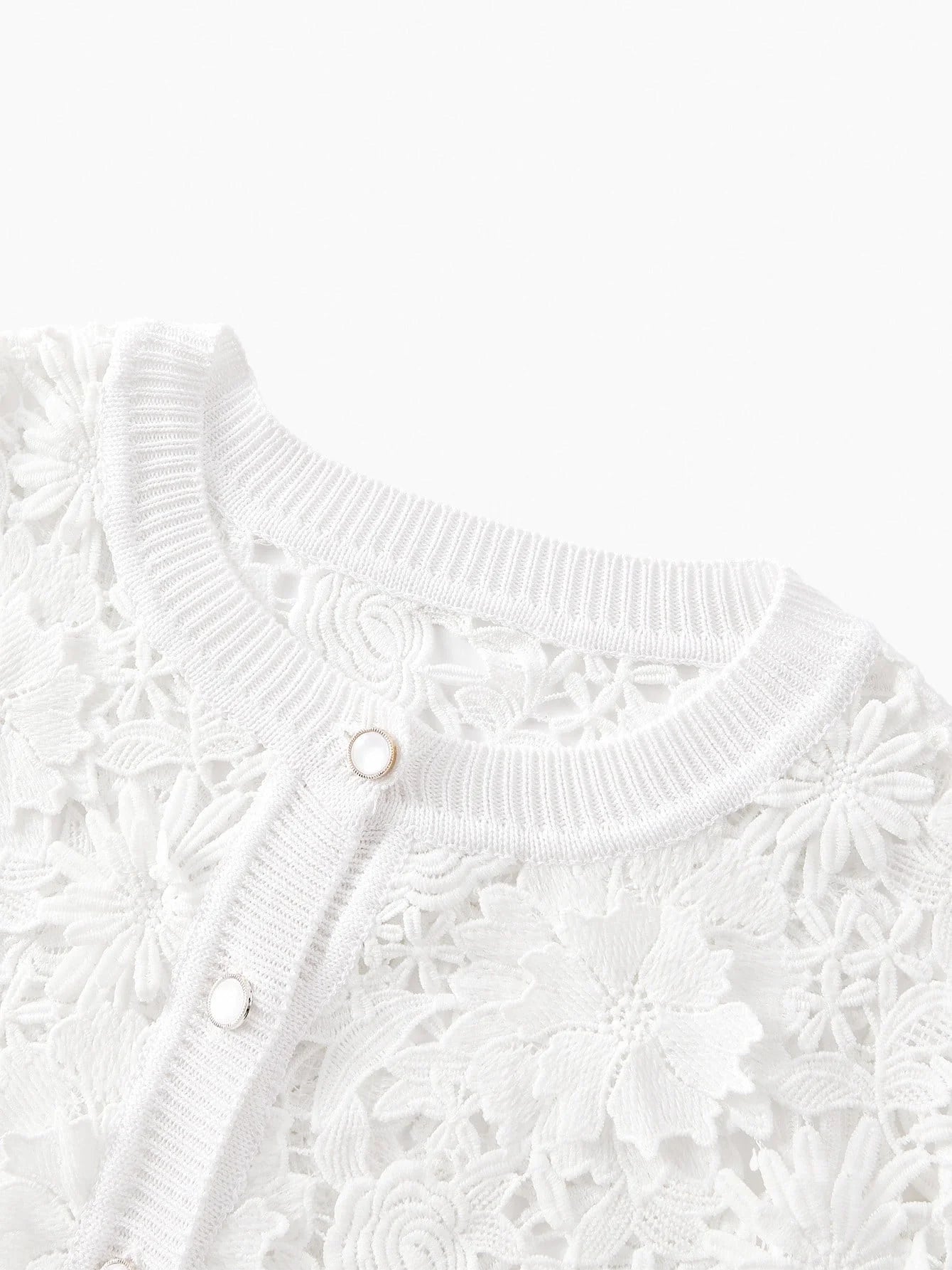 PREMIUM GUIPURE LACE BUTTON UP CARDIGAN