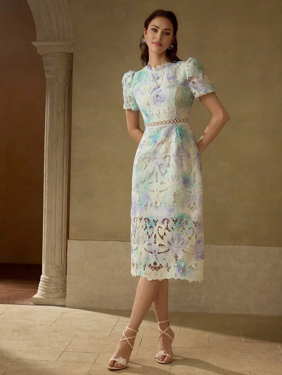 PREMIUM GUIPURE LACE CUT OUT DRESS