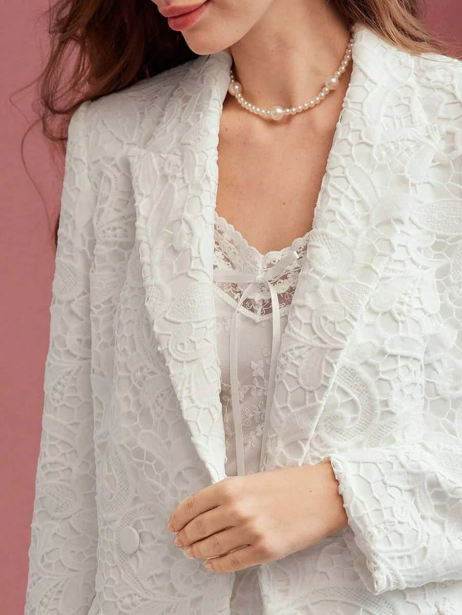 PREMIUM GUIPURE LACE DOUBLE BREASTED BLAZER VALENTINES DAYSPRINGSUMMER