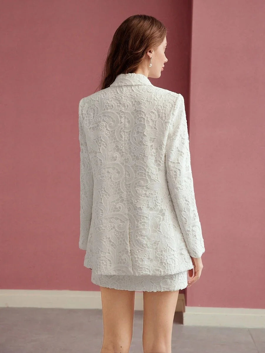 PREMIUM GUIPURE LACE DOUBLE BREASTED BLAZER VALENTINES DAYSPRINGSUMMER