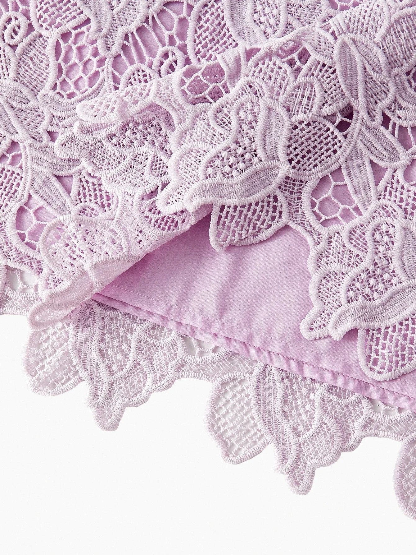 PREMIUM GUIPURE LACE OVERLAY PUFF SLEEVE BELTED SHORT SHIRT DRESS