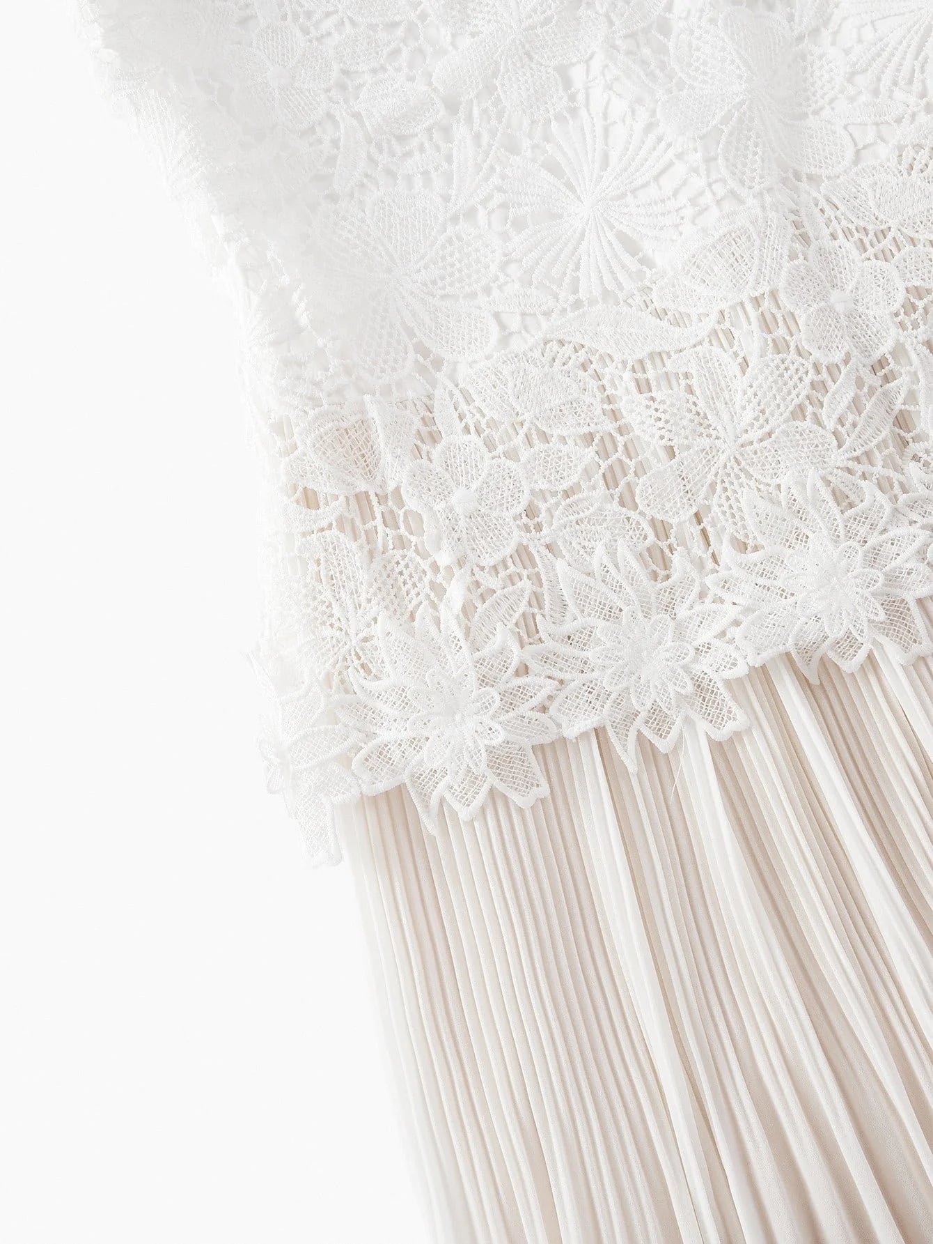 PREMIUM GUIPURE LACE PLEATED DRESS