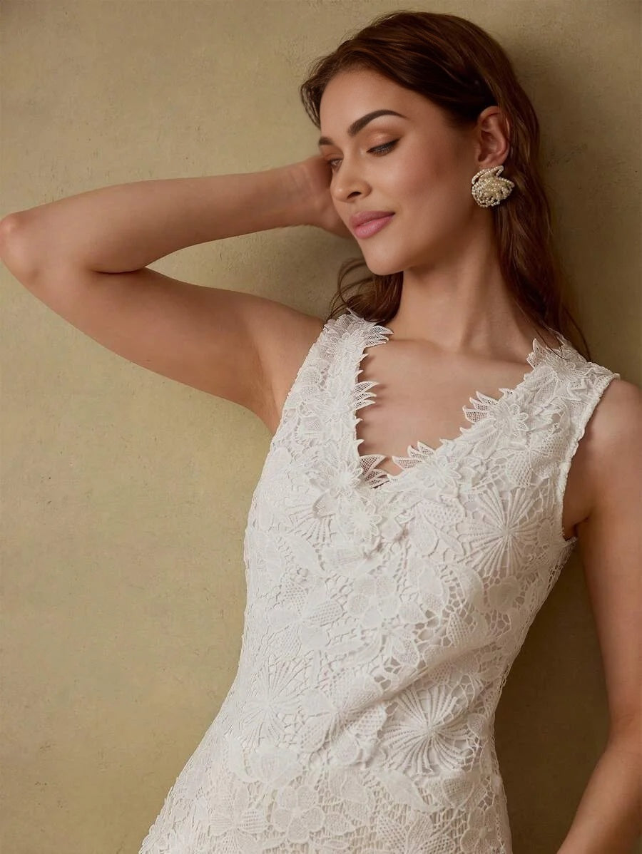 PREMIUM GUIPURE LACE PLEATED DRESS