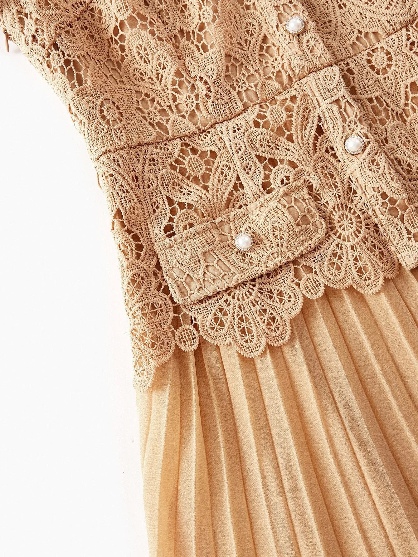 PREMIUM GUIPURE LACE PLEATED DRESS