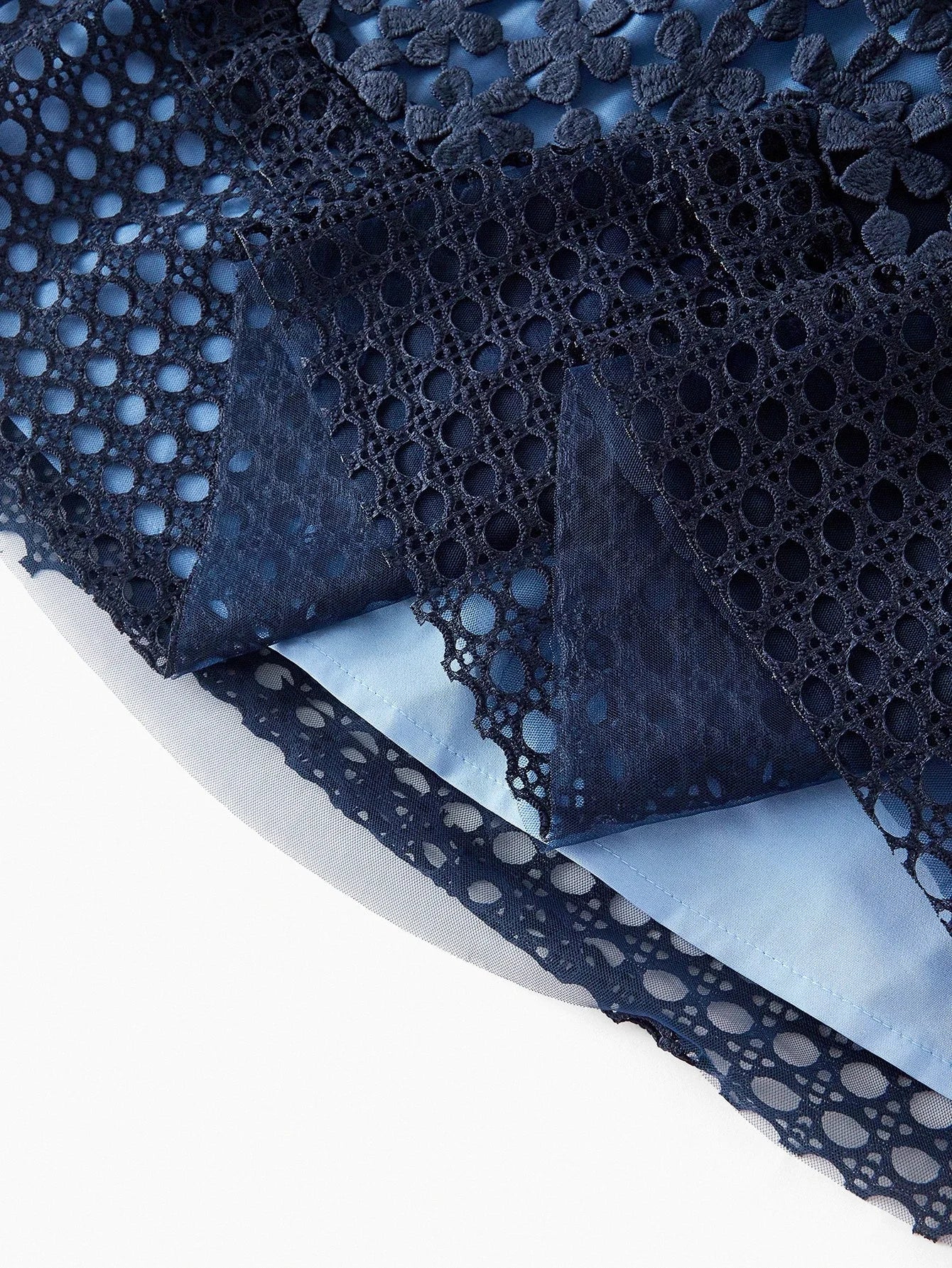 PREMIUM GUIPURE LACE RUFFLE HEM MIDI DRESS