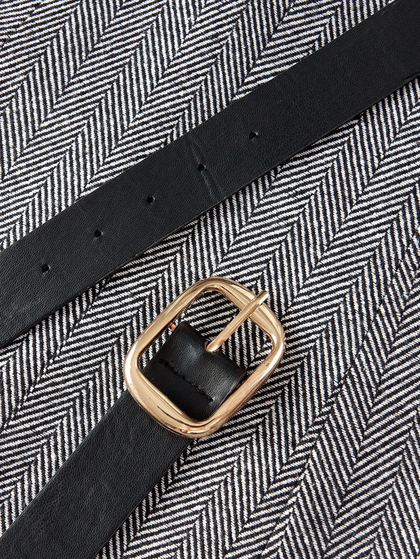 PREMIUM HERRINGBONE COLORBLOCK WAIST CINCHED MINIMALIST COMMUTER CASUAL COAT