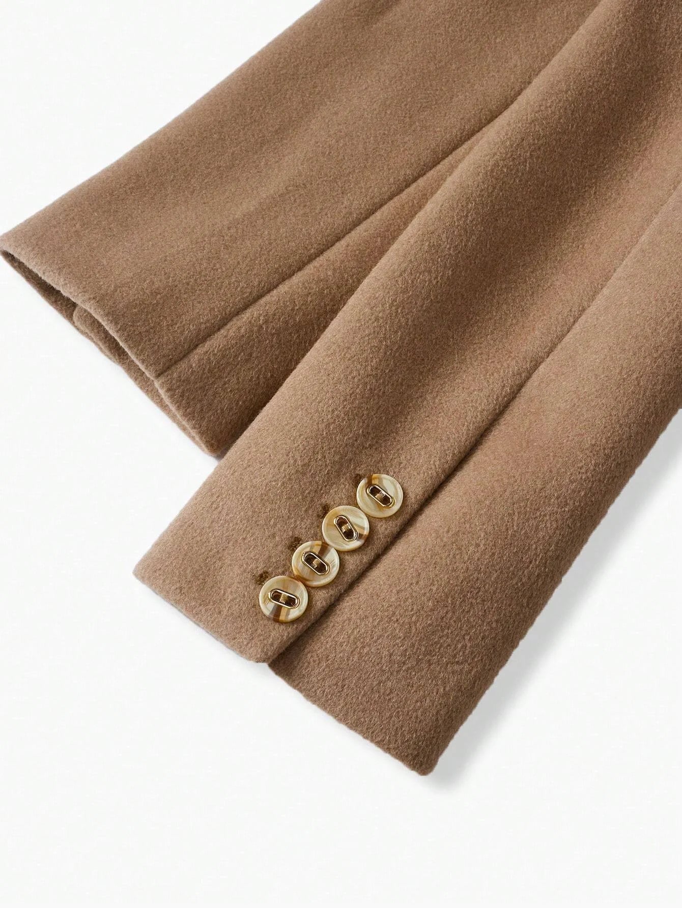 PREMIUM HERRINGBONE PANEL PEAK COLLAR BUCKLE BELTED LONGLINE OVERCOAT