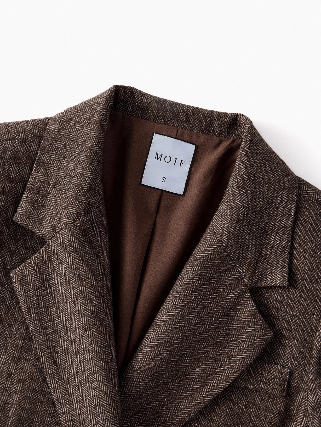 PREMIUM HERRINGBONE PATTERN LAPEL COLLAR DOUBLE BREASTED PLACKET BLAZER