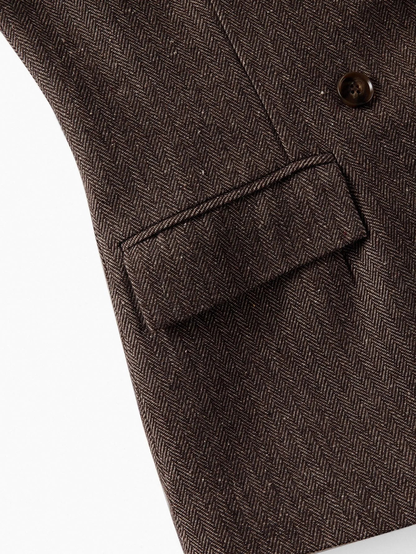 PREMIUM HERRINGBONE PATTERN LAPEL COLLAR DOUBLE BREASTED PLACKET BLAZER