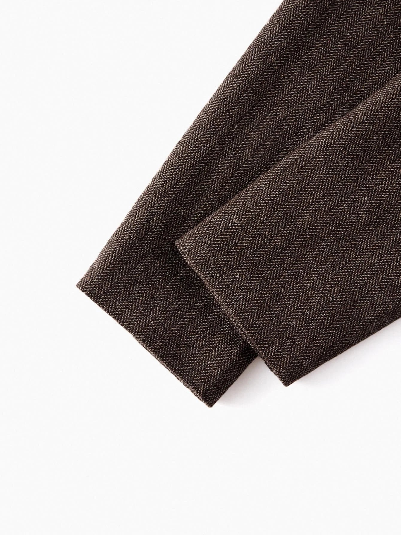 PREMIUM HERRINGBONE PATTERN LAPEL COLLAR DOUBLE BREASTED PLACKET BLAZER